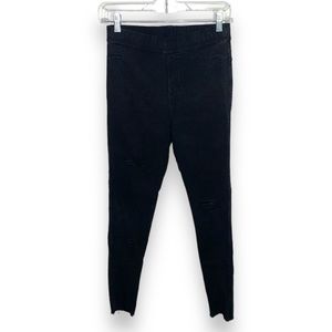 Black Distressed Cut Off Jeggings Size 3XL High Rise Stretchy Pull On